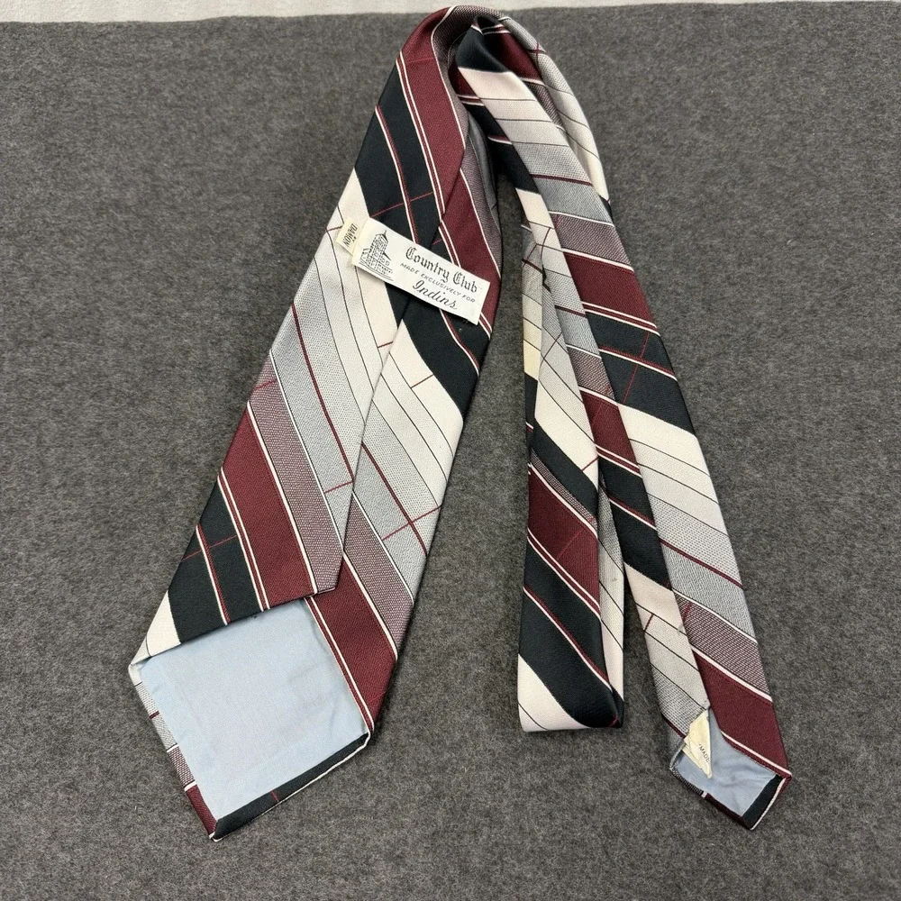 Vintage 70's Damon Country Club Plaid Striped Men's Tie Indins Exclusive
